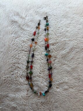 Genuine stone double layer necklace